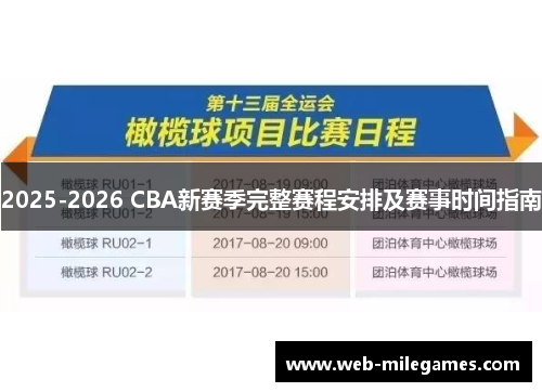 2025-2026 CBA新赛季完整赛程安排及赛事时间指南